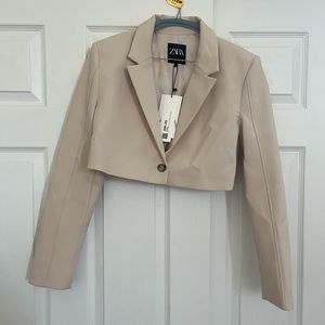 Zara Cropped Blazer Bone